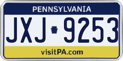 PA license plate JXJ9253