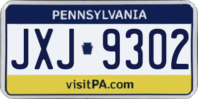 PA license plate JXJ9302