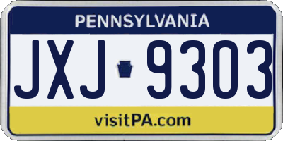 PA license plate JXJ9303