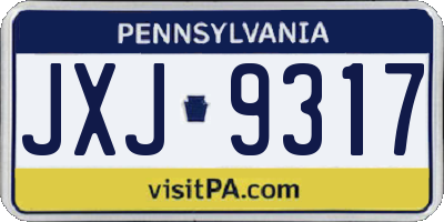 PA license plate JXJ9317