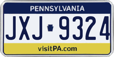 PA license plate JXJ9324