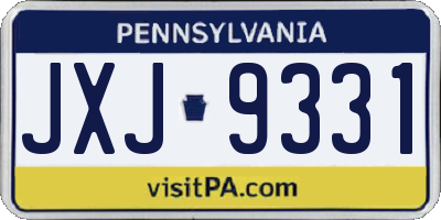 PA license plate JXJ9331