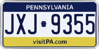 PA license plate JXJ9355