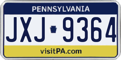 PA license plate JXJ9364