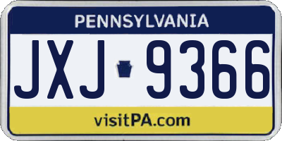 PA license plate JXJ9366