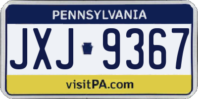 PA license plate JXJ9367