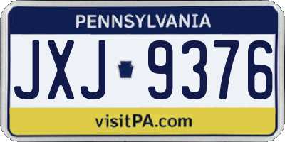 PA license plate JXJ9376