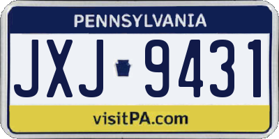PA license plate JXJ9431