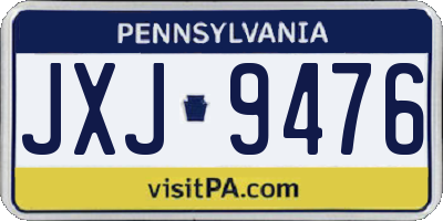 PA license plate JXJ9476