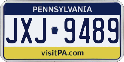 PA license plate JXJ9489