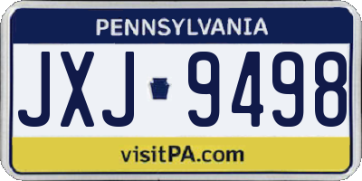 PA license plate JXJ9498