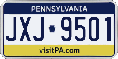 PA license plate JXJ9501