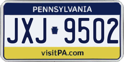 PA license plate JXJ9502