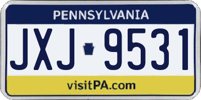 PA license plate JXJ9531