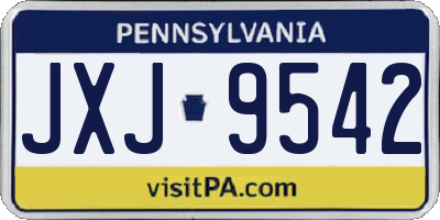 PA license plate JXJ9542