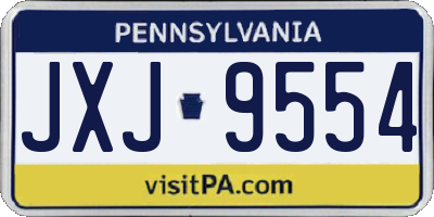 PA license plate JXJ9554