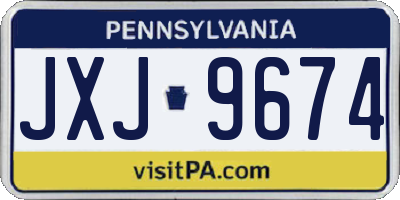 PA license plate JXJ9674