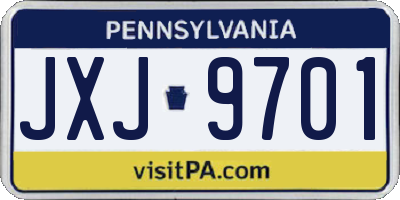 PA license plate JXJ9701