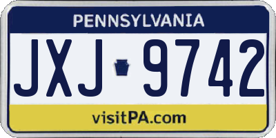 PA license plate JXJ9742