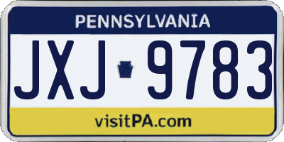 PA license plate JXJ9783