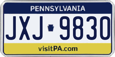 PA license plate JXJ9830