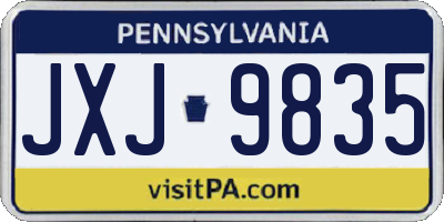 PA license plate JXJ9835