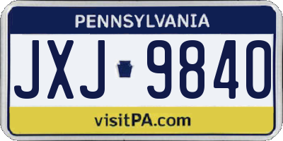 PA license plate JXJ9840
