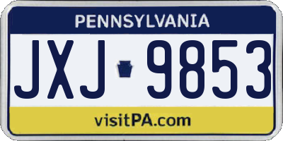 PA license plate JXJ9853
