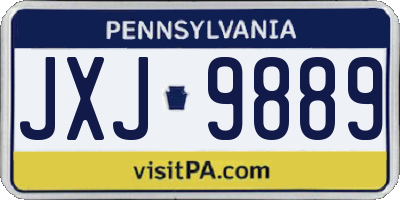 PA license plate JXJ9889
