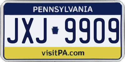 PA license plate JXJ9909