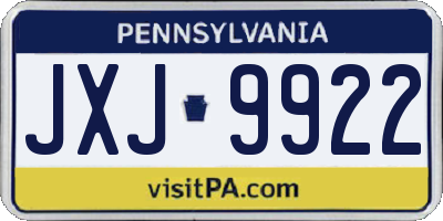 PA license plate JXJ9922