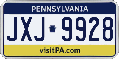PA license plate JXJ9928