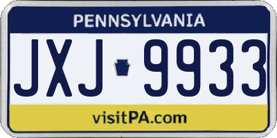 PA license plate JXJ9933