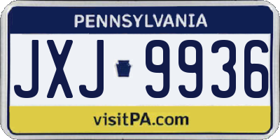 PA license plate JXJ9936