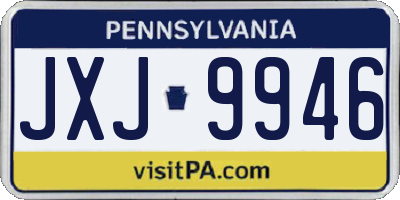 PA license plate JXJ9946