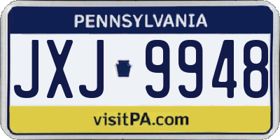 PA license plate JXJ9948