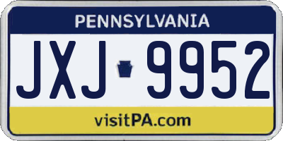 PA license plate JXJ9952