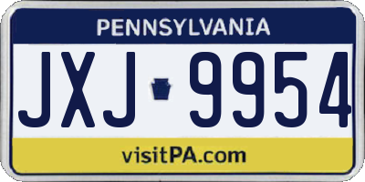 PA license plate JXJ9954