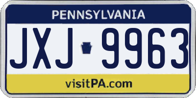 PA license plate JXJ9963