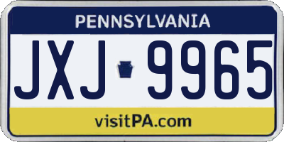 PA license plate JXJ9965