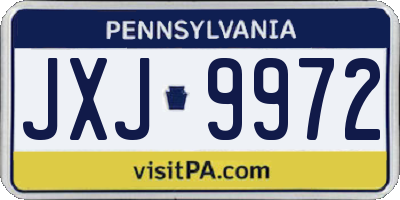 PA license plate JXJ9972