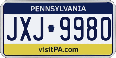 PA license plate JXJ9980