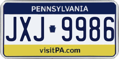 PA license plate JXJ9986