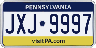 PA license plate JXJ9997