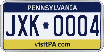 PA license plate JXK0004
