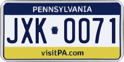 PA license plate JXK0071