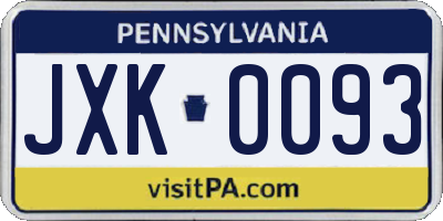 PA license plate JXK0093