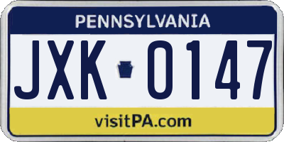 PA license plate JXK0147