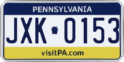 PA license plate JXK0153