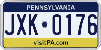 PA license plate JXK0176
